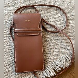 Celine Brown Leather Crossbody Sunglass or Phone Bag